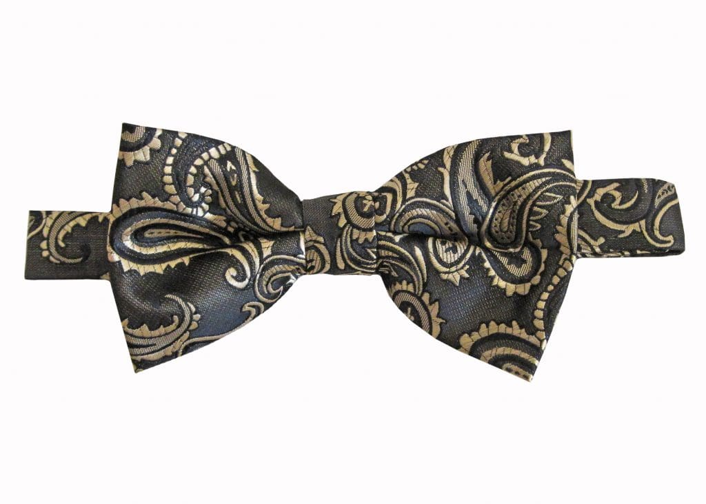 black and gold bow tie