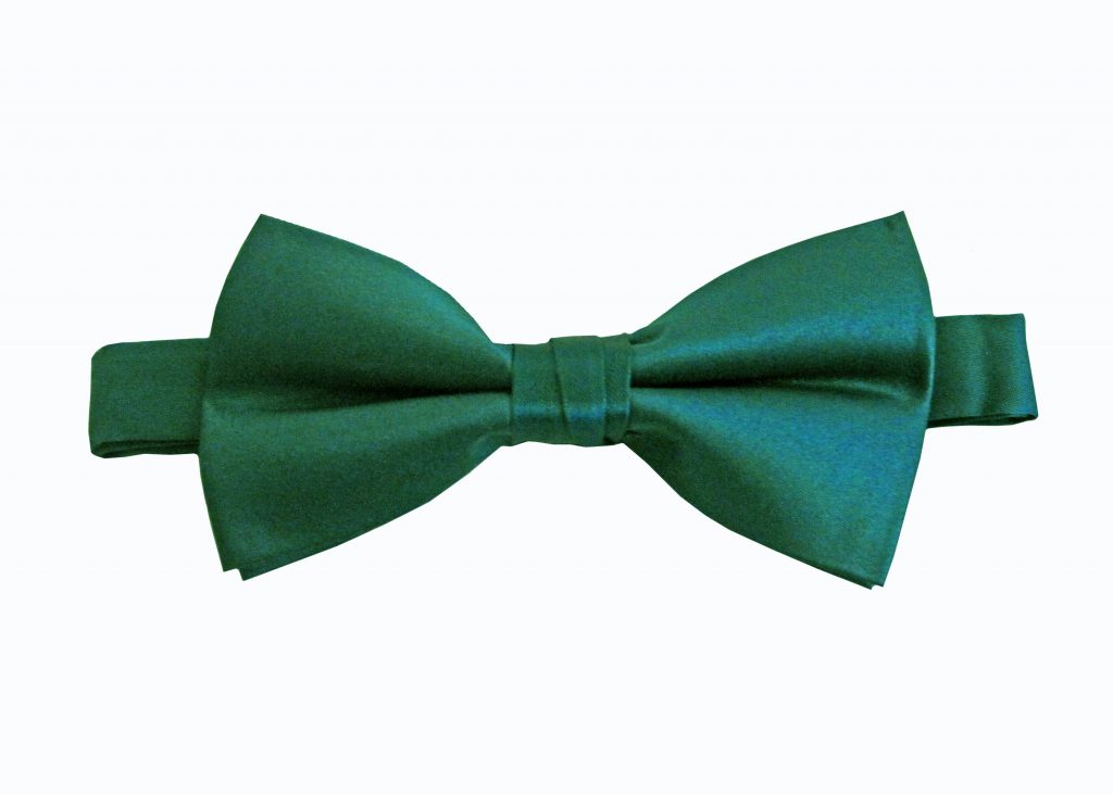 Hunter Green Satin Banded Bow Tie 